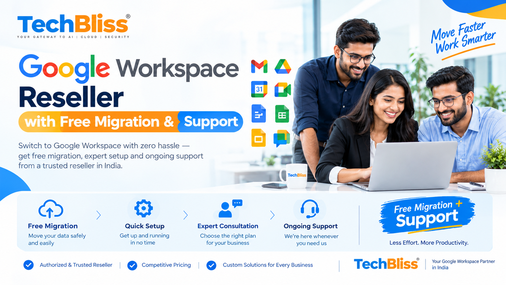 Google Workspace reseller with free migration and business support in India