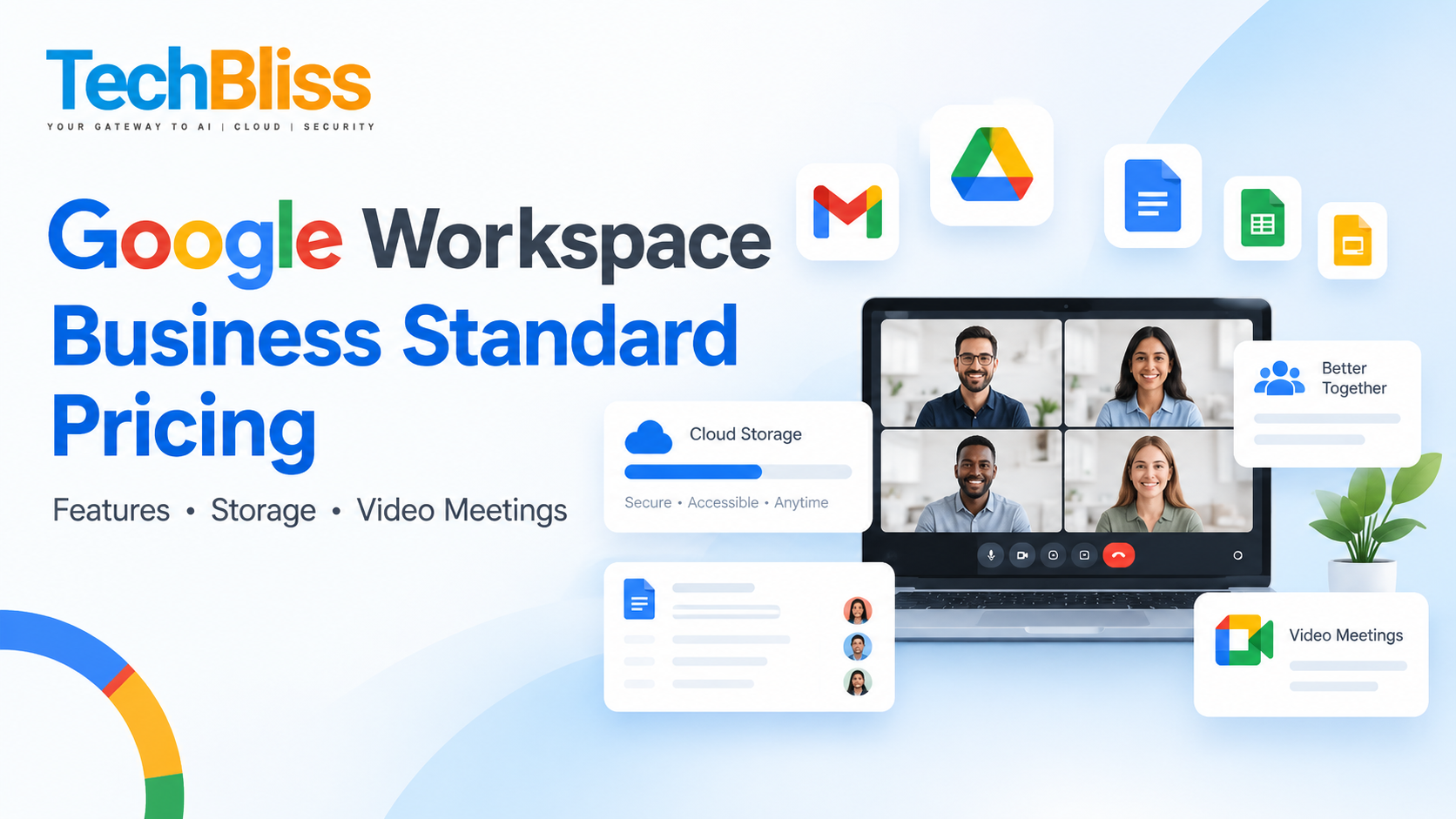 Google Workspace Business Standard pricing with storage and video meeting features for businesses